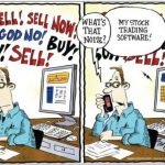 sell buy trading software cartoon