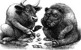 Bull and bear with dice