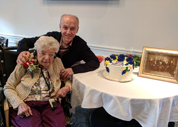 Al celebrating Mom's 104th birthday! 1 Yvonne and Al 104th Birthday