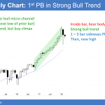 The monthly Emini chart has a bear inside bar after a a buy climax.
