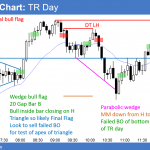 Emini closed near its open to form a doji day
