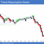 Emini parabolic wedge to trend resumption down