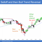 Emini bear breakout below triangle and then bull trend reversal