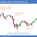 Emini midday bull trend reversal from wedge bottom
