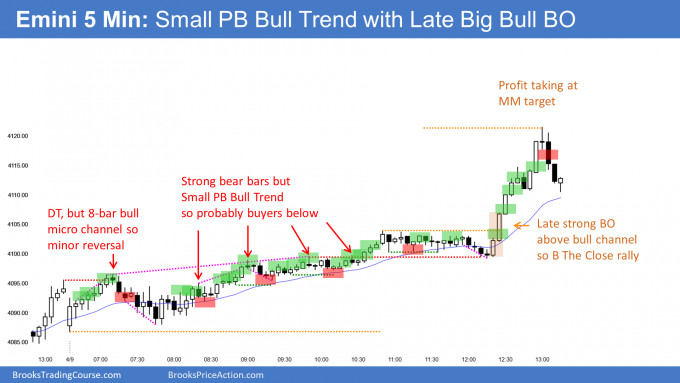 Emini double bottom then small pullback bull trend