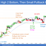 Emini wedge and High 2 bottom at EMA then small pullback bull trend