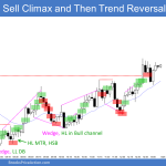 Emini bear trend from the open then parabolic wedge sell climax and higher low major bull trend reversal