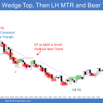 Emini wedge top and lower high major trend reversal into small pullback bear trend