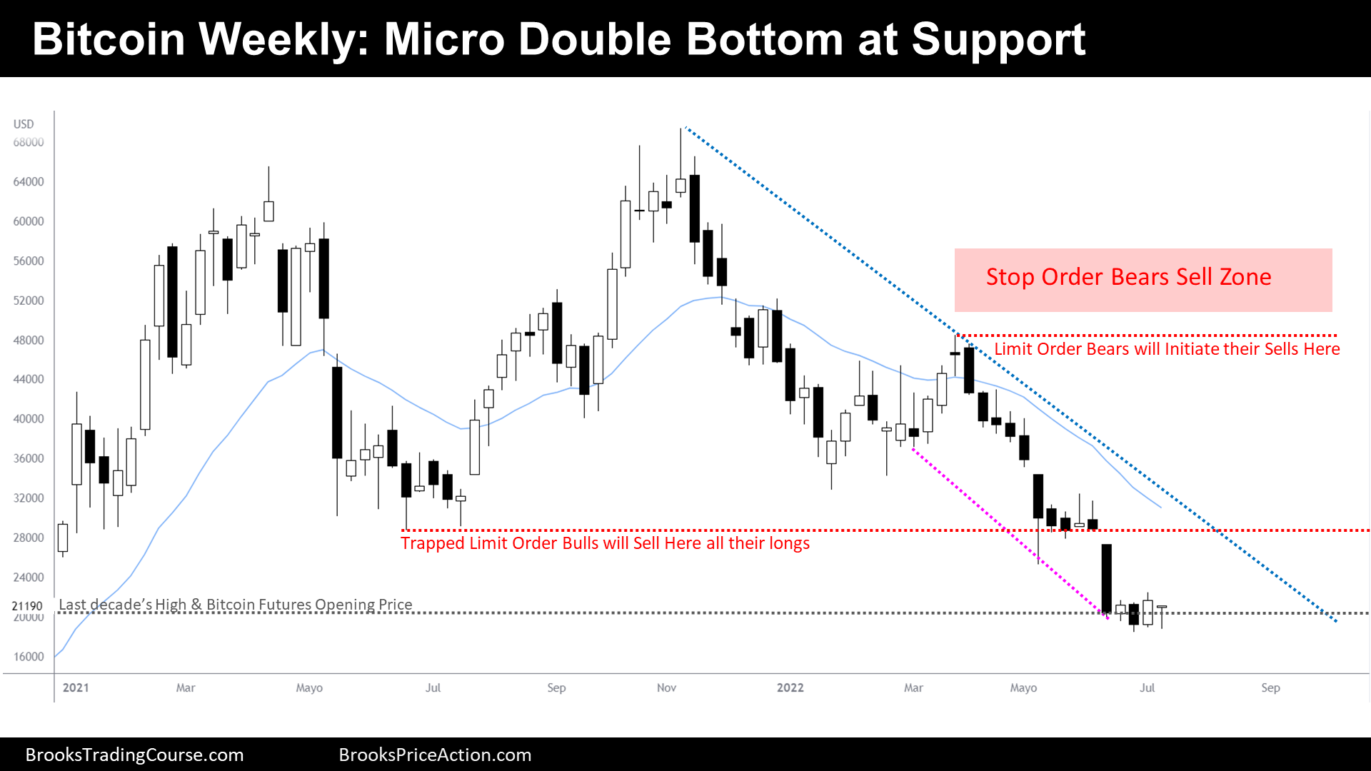 Bitcoin Micro Double Bottom at Support on Weekly Chart