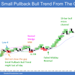 Emini triangle open with bull breakout and small pullback bull trend from the open with failed midday trend reversal and nested wedge top