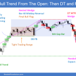 SP500 Emini 5-minute Bull Trend From the Open Then DT and Reversal Down