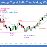 SP500 Emini 5-minute Wedge Top at EMA Then Midday Wedge Bottom