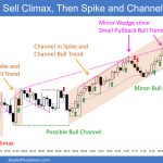 SP500 Emini 5-Min Chart Sell Climax Then Spike and Channel Bull Trend