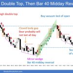 SP500 Emini 5-Min Chart Double Top and Then Bar 40 Midday Reversal Up