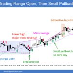 SP500 Emini 5-Min Chart Trading Range Open Then Small Pullback Bull Trend
