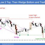 SP500 Emini 5-Minute Chart Low 2 Top Then Wedge Bottom and Trading Range