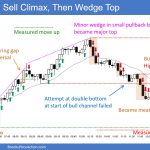 SP500 Emini 5-Minute Chart Sell Climax Then Wedge Top