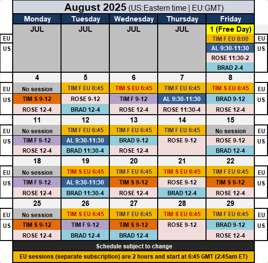 Price Action Trading Room Video Archives 6 Trading Room Calendar August 2025 2